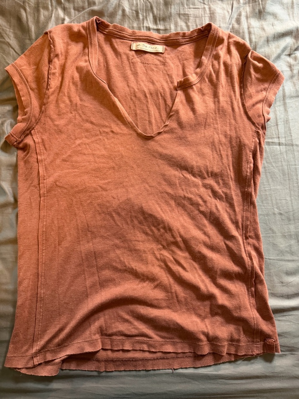 Free people rust color split neck top